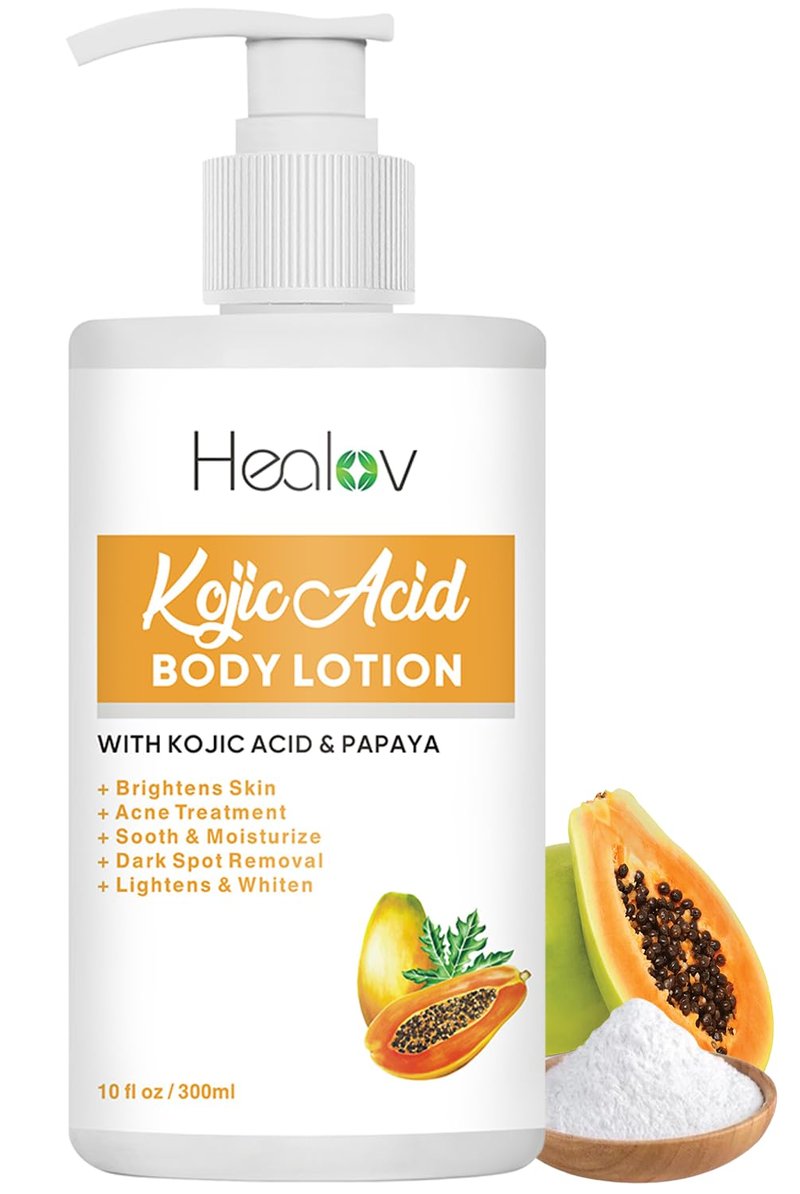 Kojic Acid Lotion - Skin Brightening Body Lotion for Dark Spots, Hyperpigmentation | Reduces Acne & Scars, Even Skin Tone
