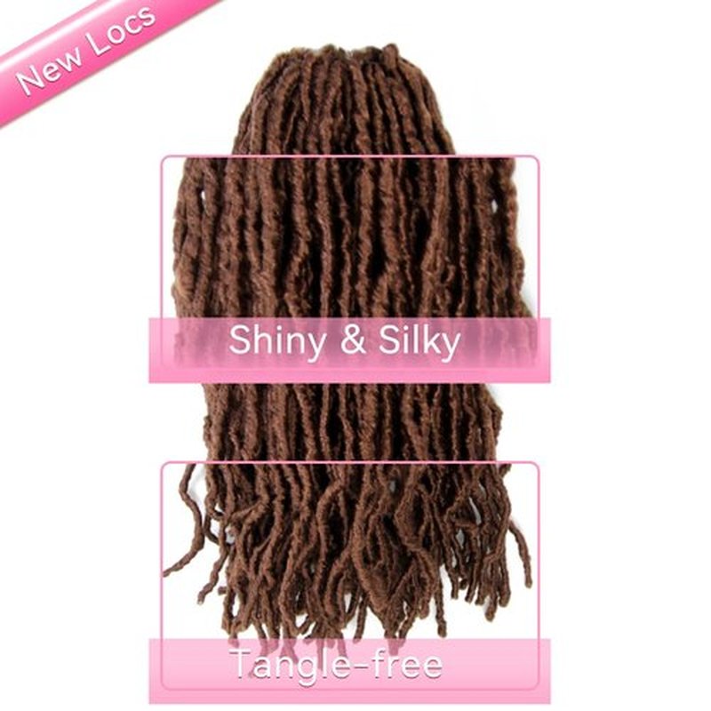 12 Inch Soft Locs Crochet Hair 6 Packs Short Straight Pre-looped New Faux Locs Crochet Hair, 30#(Light Brown)