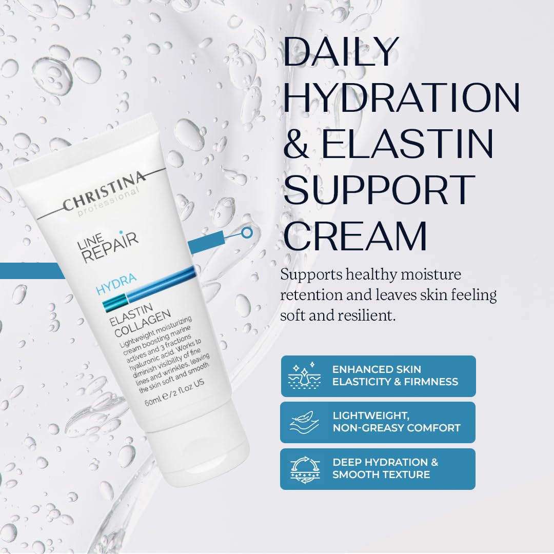 Christina - Collagen Face Moisturizer with Hyaluronic Acid – Marine Restore Cream for Hydration, Wrinkle Reduction, and Skin Firming – Lightweight Anti-Wrinkle Facial Cream for Ages 20-50+ - 60 ml