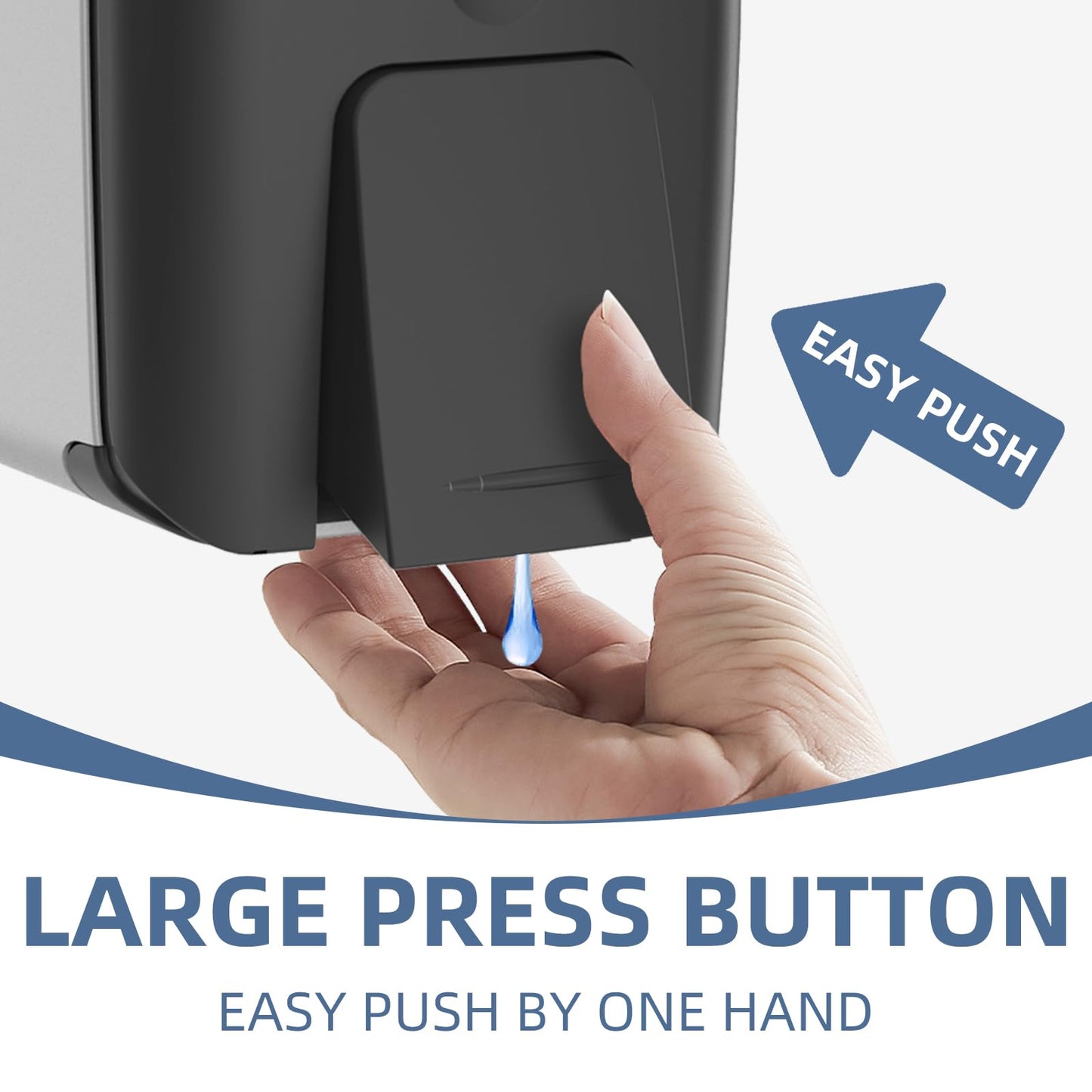 PLUSSEN Soap Dispenser Wall Mount Adhesive Commercial Soap Dispenser 800ml No Drill Hand Sanitizer Dispenser for Bathroom Support Liquid and Gel,Black-PN9088
