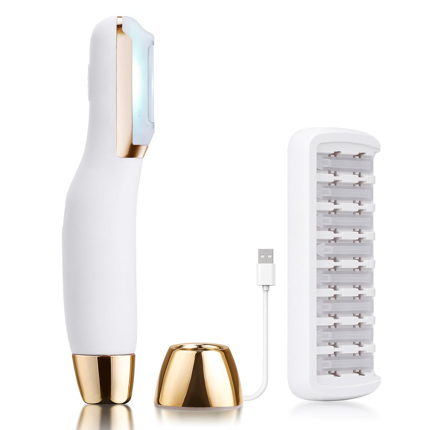 CEVEK Sonic Dermaplaning Tool - Electric Facial Hair Remover for Women & Eyebrow Trimmer, Exfoliating Face Razor with 8 Replacement Blades (3 Months Supply) for Peach Fuzz & Dead Skin (White)