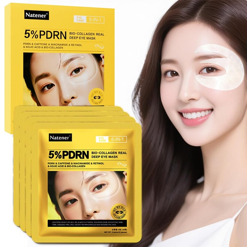 5% PDRN Under Eye Patches - 6-in-1 Bio-Collagen Eye Mask for Puffiness, Dark Circles & Wrinkles | 2% Caffeine, Kojic Acid, Retinol
