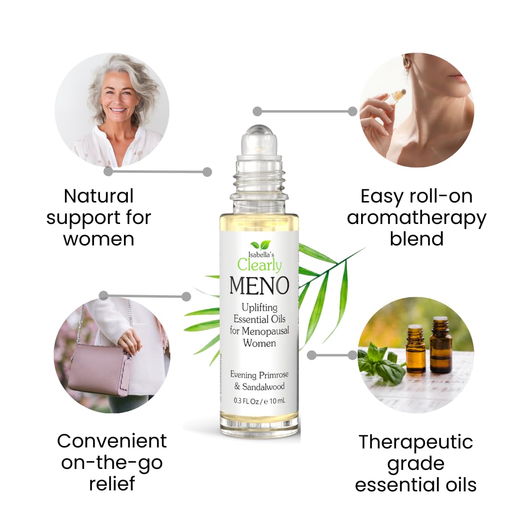 MENO Essential Oil Roll-On for Women | Natural Aromatherapy for Mood, Drive, and Balance with Evening Primrose, Clary Sage, Sandalwood, and Flax Seed