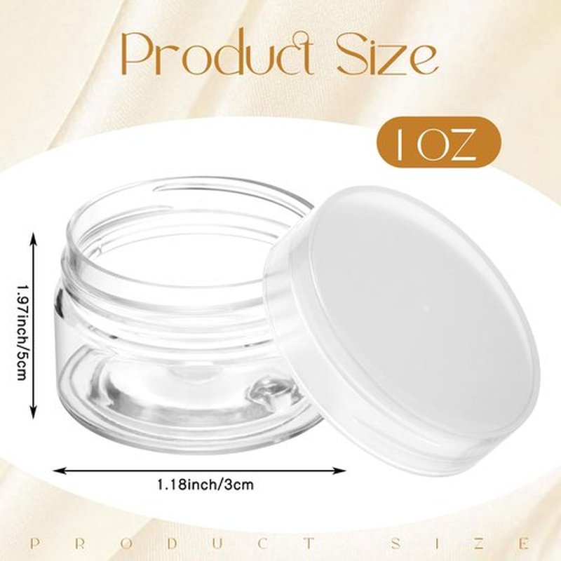 Patelai 4 Pieces Round Clear Wide-mouth Leak Proof Plastic Container Jars with Lids for Travel Storage Makeup Beauty Products Face Creams Oils Salves Ointments DIY Making or Others(Clear,1 Ounce)