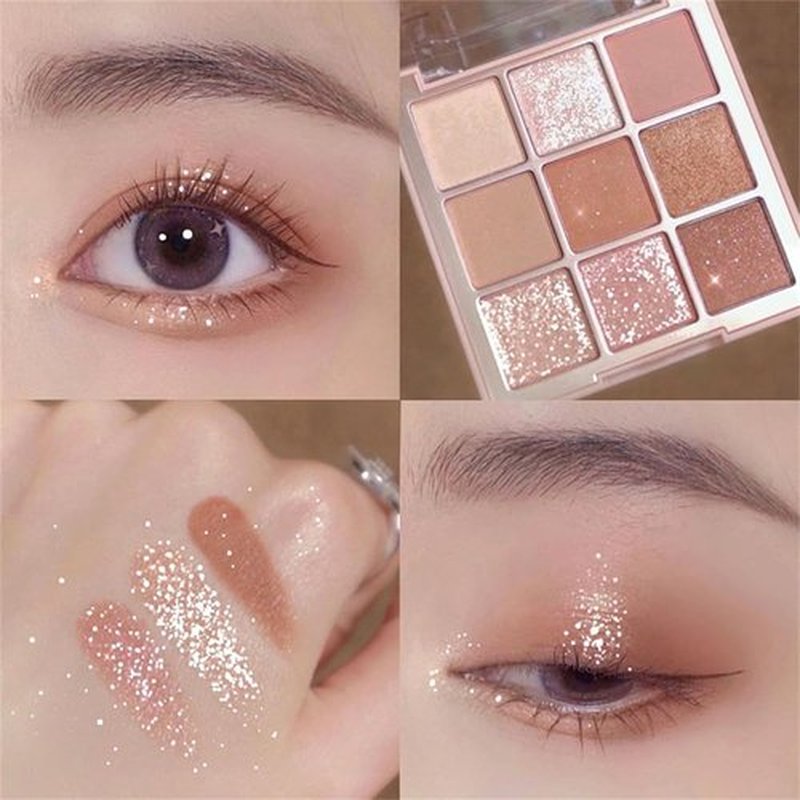 GHFCZOO Blooming Your Own Beauty Eyeshadow Palette, 9 Shades, Glitter and Matte Finishes (10#)