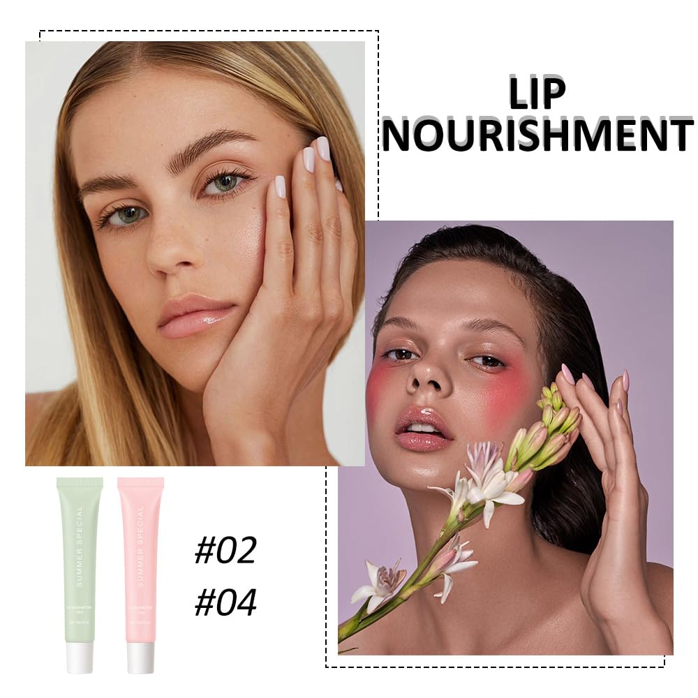 Aaiffey 2Pcs Tinted Lip Balm Set,Long-Lasting Moisturizing Lip Butter Balm for Dry Lips Care,Non-Sticky Lip Gloss Naturium Lip Balm for Soothes Softens Lip Repair(#02+#04)