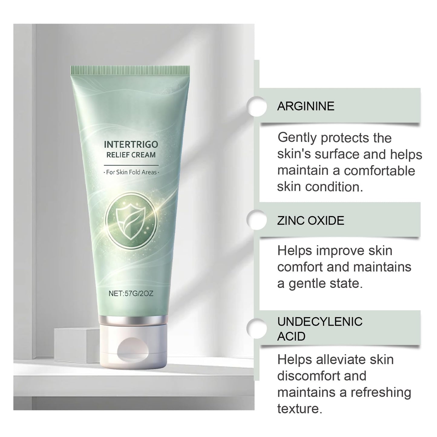 Intertrigo Treatment Cream – Zinc Oxide & Undecylenic Acid, 2 Oz