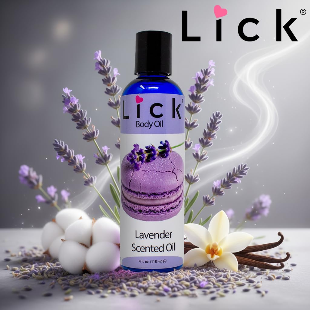 LICK Lavender Floral Scented Body Oil – Lightweight Daily Hydration with Almond Oil & Vitamin E – 4 oz