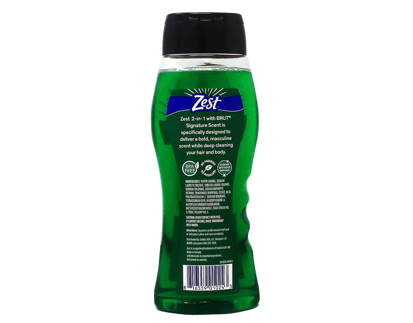 Zest 2-in-1 Hair & Body Wash for Men with BRUT Signature Scent, Deep Clean Formula, 18 fl oz (Pack of 6)
