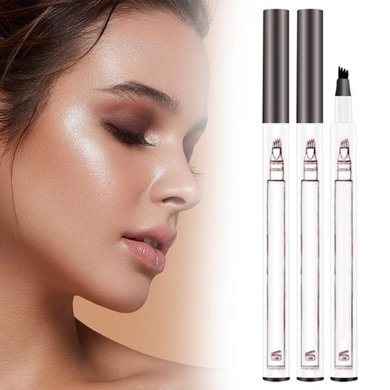 2PCS 3D Microblading Pen, 2024 New Waterproof Microblading Eyebrow Pencil Contouring Pen with 4 Tip Eye Brow Pen, Natural Makeup Fine Stroke Magic Eyebrow Pencil Stay on All Day (Dark Brown)