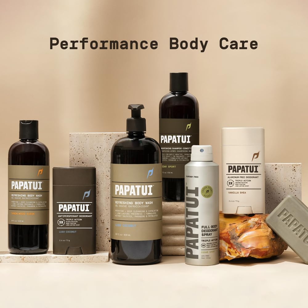 PAPATUI by Dwayne Johnson Refreshing Exfoliating Body Wash for Men | Hydrating & Made with Coconut Oil | Vanilla Shea | 18 oz (Pack of 3)