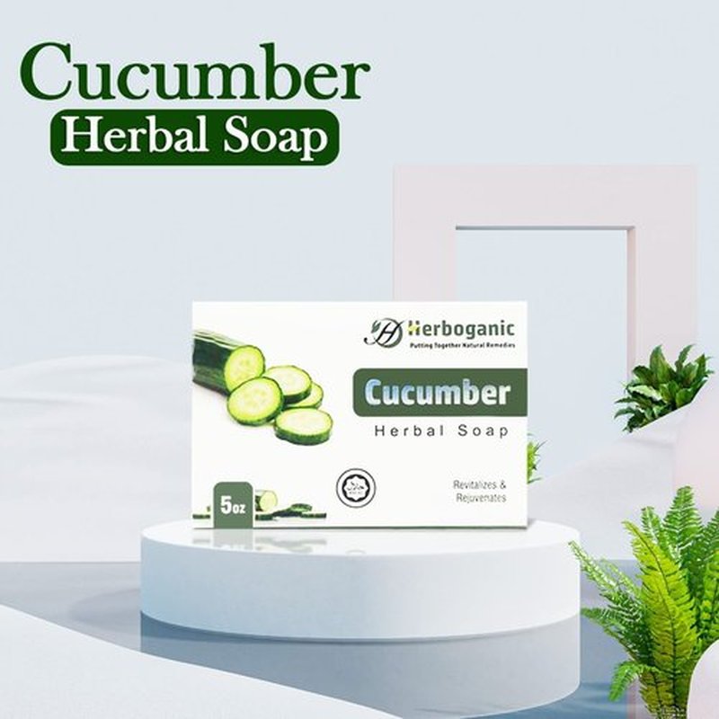 HERBOGANIC Cucumber Herbal Soap | Pack of 3 of 5oz soap Bar | Natural Bar Soap for Face and Body | Hydrating and Nourishing | Suitable for Men and Women