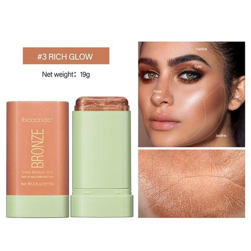 Multi-Purpose Makeup Blush Stick, 3-in-1 Beauty Tinted Solid Blush Stick For Cheeks, Lips And Eyes With Long-Lasting Moisturizing Formula, Waterproof Natural Cream Blush Stick(3#Rich Glow)