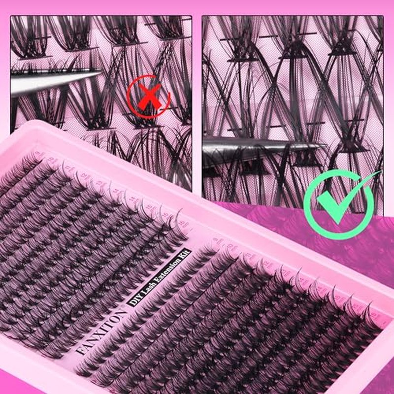 FANXITON Lash Clusters Wispy 30D+40D Lashes Clusters 400pcs Eyelash Clusters D Curl Natural Cluster Eyelash Extensions 9-16mm Mix Individual Lashes for Beginners