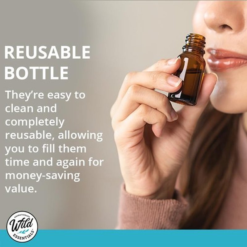 Wild Essentials 192 Pack of 10ml Amber Glass Bottles with 192 Euro Dropper Caps - Great for Essential Oils, Perfumes and DIY Aromatherapy - Easy to Fill, Clean and Reuse - Protective and Durable