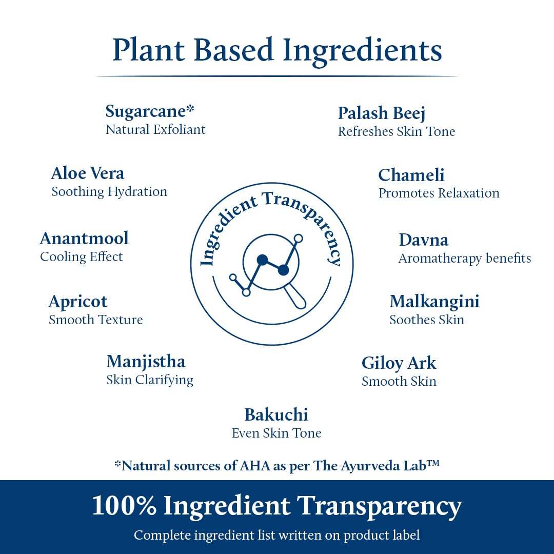 Blue Nectar AHA Exfoliating Face Serum with Plant Based Glycolic Acid from Sugarcane for Deep Exfoliation|AHA Peeling Solution for Blackheads & Tan Removal|10 Min Facial Exfoliation (14 Herbs,1Fl Oz)