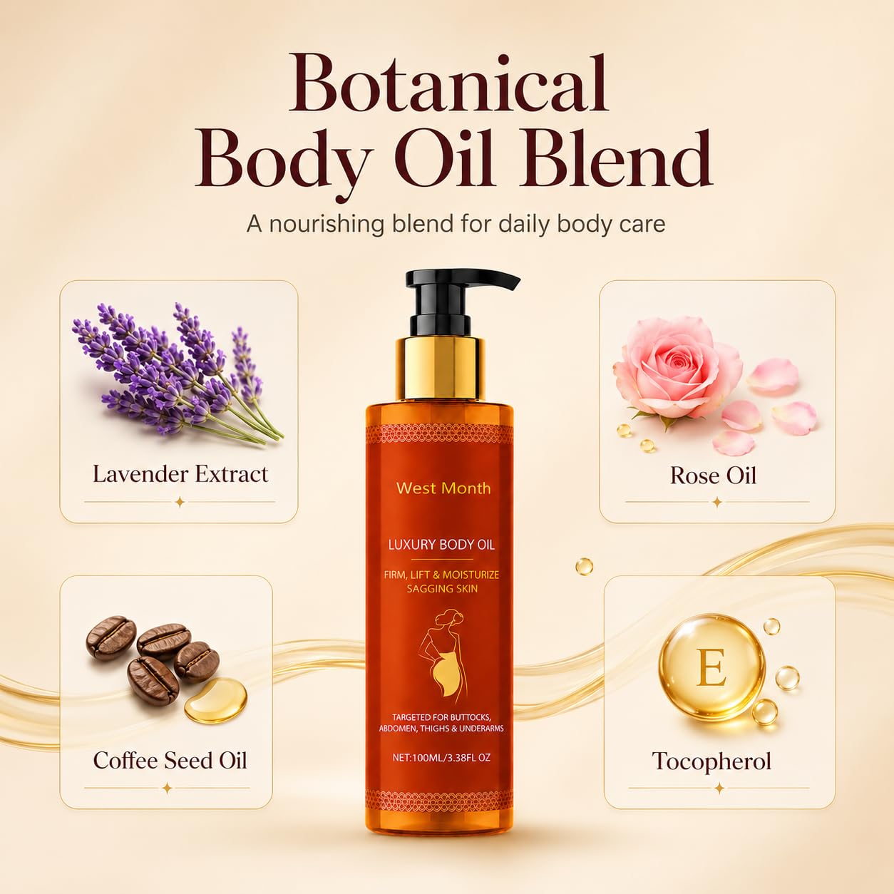 Body Firming Oil for Women, 2 Pack After Shower Oil for Dry Skin, Lightweight Non-Greasy Moisturizer for Arms Legs Belly