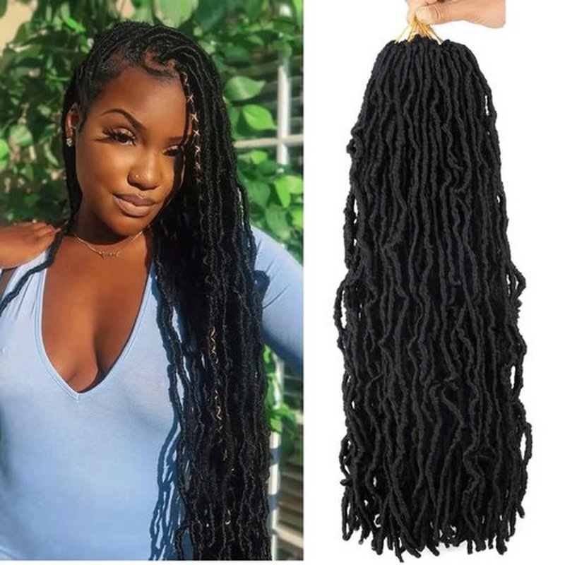 7 Packs 24 Inch Soft Locs Crochet Hair Pre Looped Faux Locs Crochet Braids 126 Stands Curly Wavy Goddess Locs for Butterfly Crochet hair for Black Women (24 Inch 7Pack 1B)