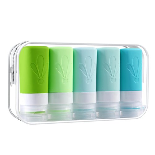 INSFIT Travel Bottles for Toiletries, TSA Approved 2oz Travel Size Containers, BPA Free Leak Proof Squeezable Silicone Tubes for Shampoo Conditioner Lotion Soap with Labels
