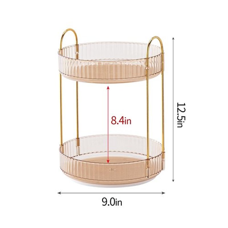 Tidyladyo 360° Rotating Makeup-Organizer,2 Tier Spinning Holder,Skincare Cosmetic Perfume Storage for Bathroom,Dresser,Vanity,Countertop