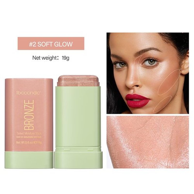 Multi-Purpose Makeup Blush Stick, 3-in-1 Beauty Tinted Solid Blush Stick For Cheeks, Lips And Eyes With Long-Lasting Moisturizing Formula, Waterproof Natural Cream Blush Stick(2#Soft Glow)