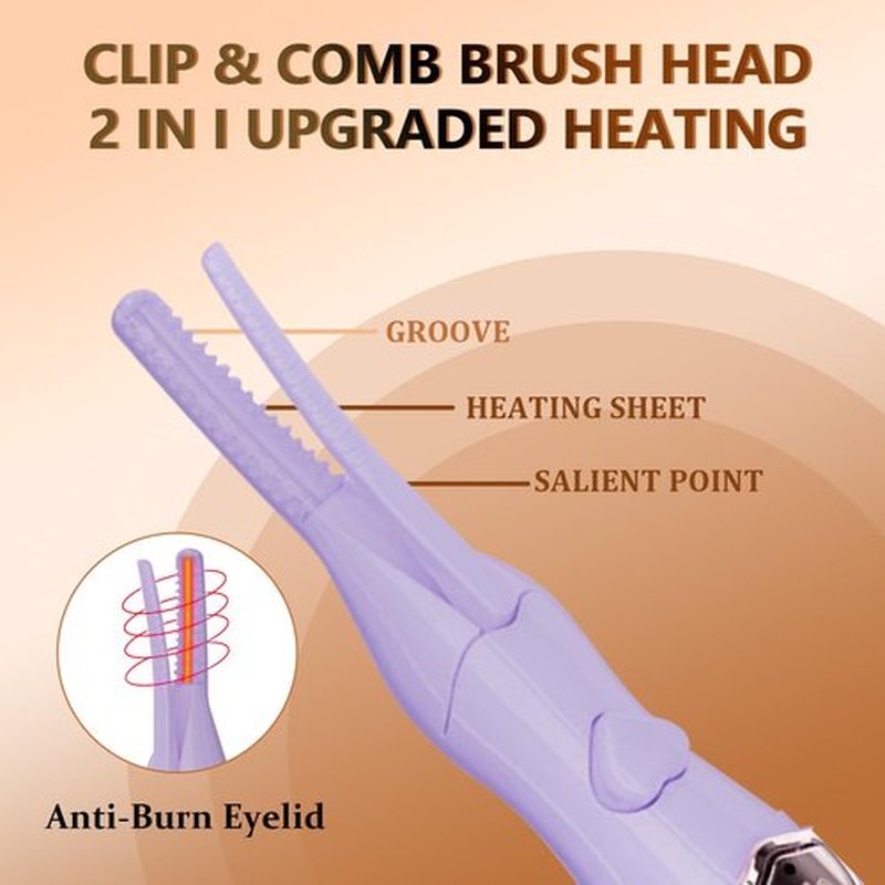 Heated Eyelash Curler - Fast Heat up in 8s - 3 Heat Modes with USB Rechargeable - Electric Eyelash Curler - 24 Hours Long Lasting (Purple)