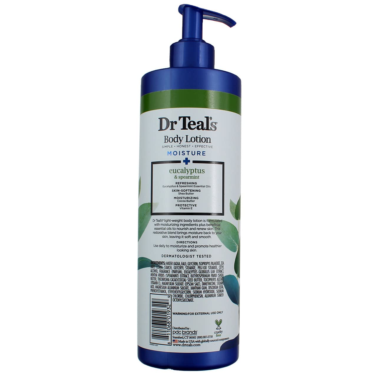 Dr Teal's Body Lotion - Moisture Plus - Rejuvenating Eucalyptus & Spearmint Essential Oils, 18 Fl Oz 2-Pack (36 Fl Oz)