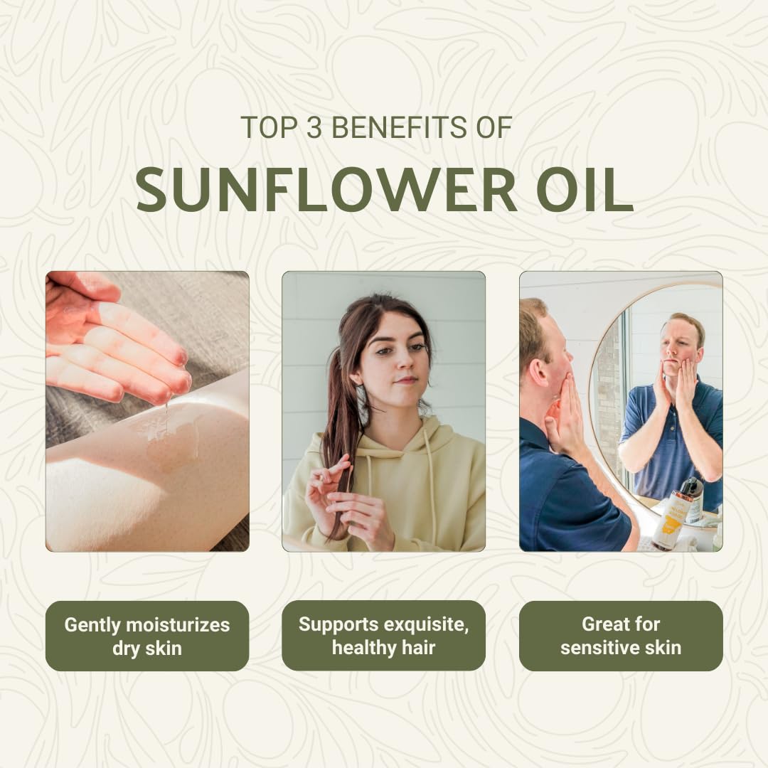 Nature Packaged Sunflower Carrier Oil (4Gal) - Direct from EIR Oils' Farmland in the Sunny Fields of Spain - 100% Pure Carrier Oil for Hair, Face, and Skin