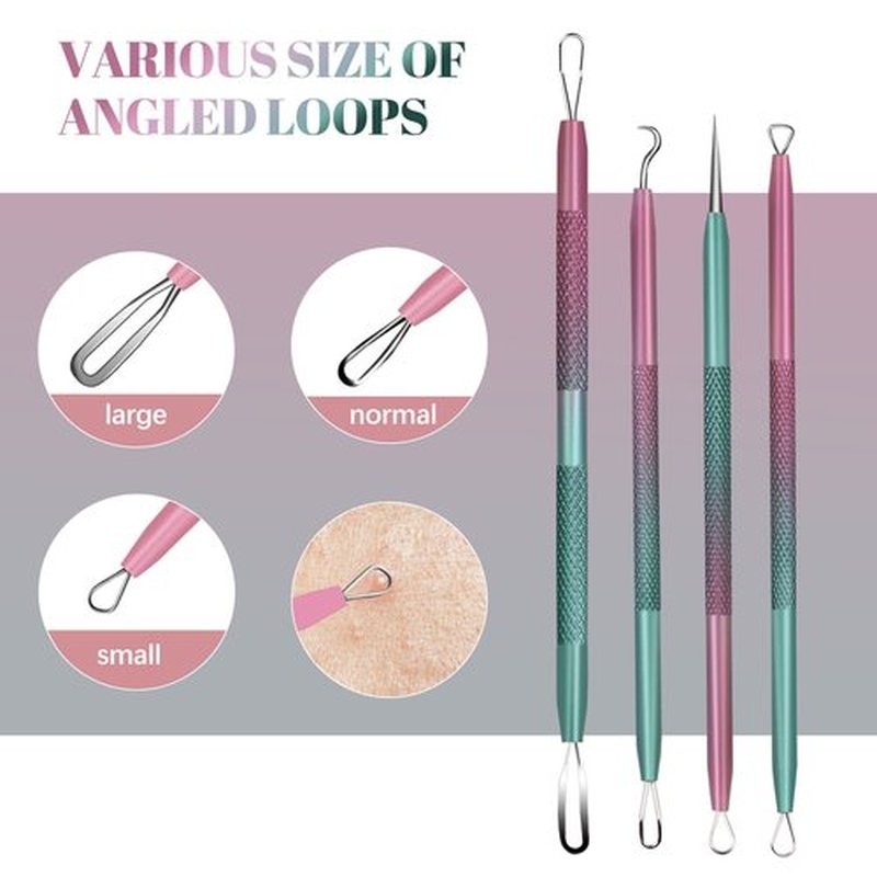 WOAMA Blackhead Remover Pimple Popper Tools Kit Whitehead Remover Stainless Steel Blackhead Extraction Tools for Nose Face with Travel Bag - 9Pcs