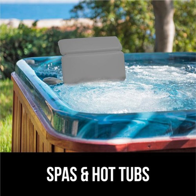 Gorilla Grip Bath Pillow for Tub, Improved Suction Cups, Luxury Bathtub Pillows, Headrest for Neck and Back Support, Relaxing Home Spa, Hot Tub and Bathroom Essentials, Gifts for Women, 2 Panel Gray