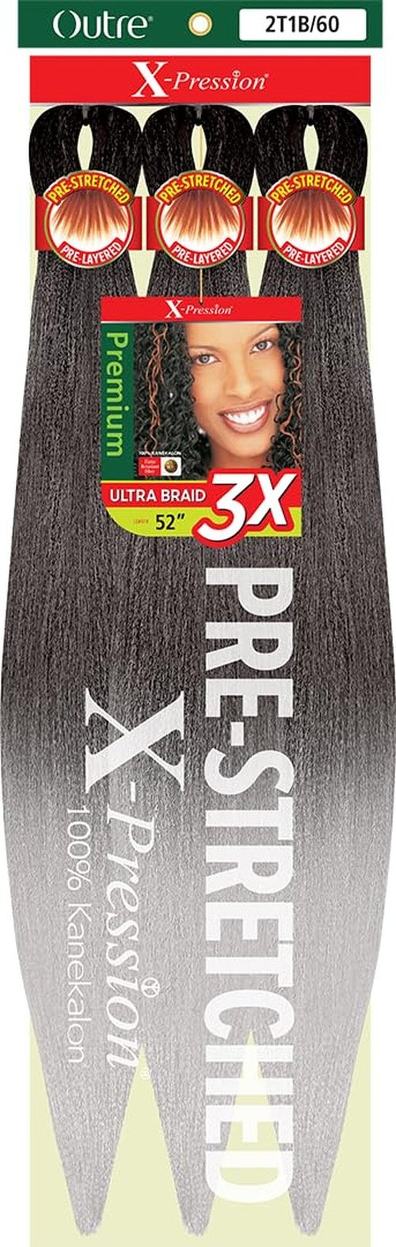 [5 PACK DEAL] Outre X-Pression Braid-Pre Stretched Braid 52" 3X 5 Packs (2T1B/60)