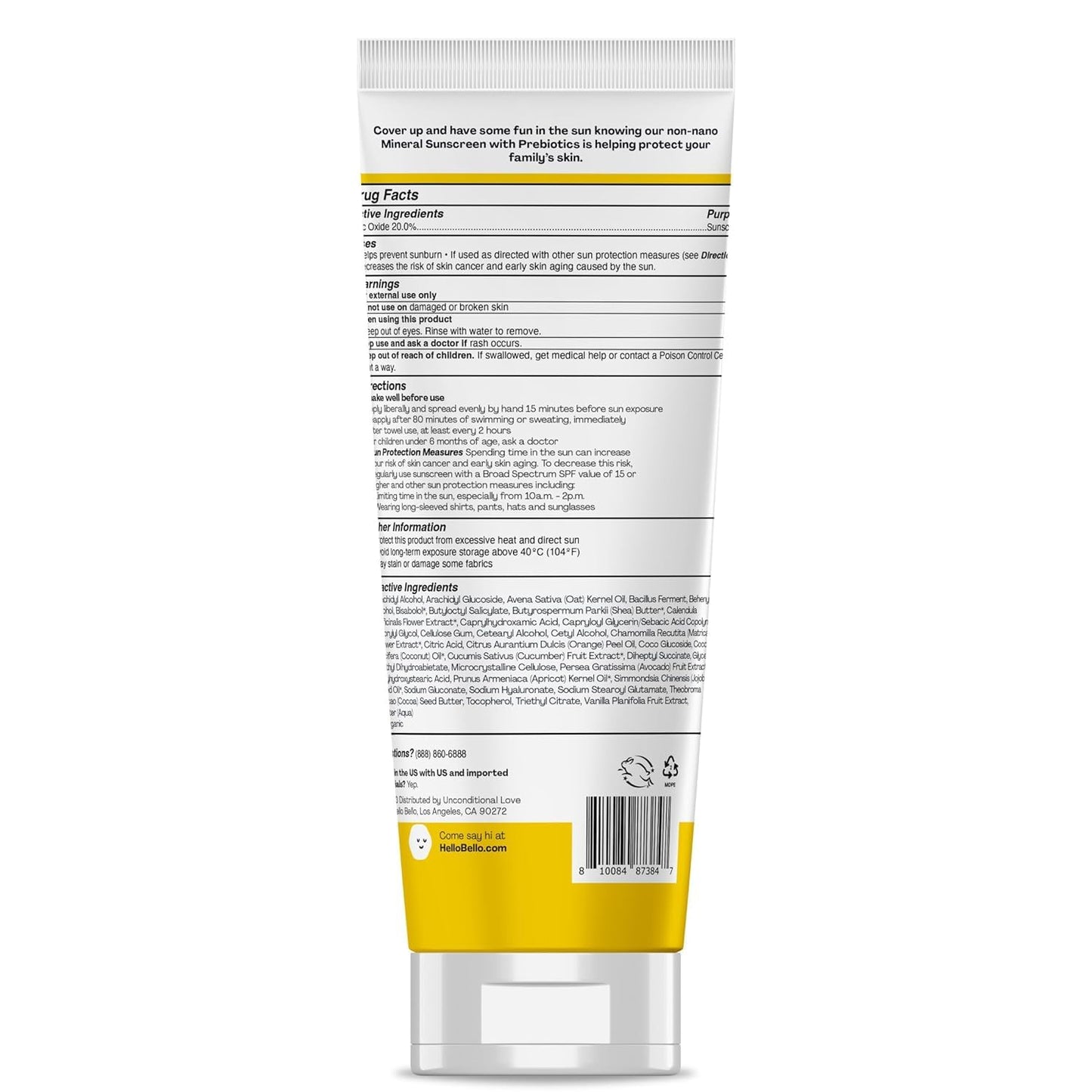 Hello Bello Kids SPF 50 Mineral Sunscreen Lotion - 10 Count Travel Packets - Water Resistant Broad Spectrum UVA + UVB Sun Protection