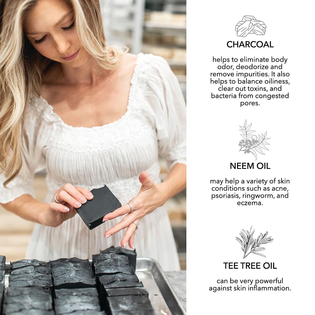 Pretty farm girl Charcoal Beef Tallow Soap & Goat Milk Soap – Clear & Deep Cleanse Natural Soap with Activated Charcoal – Handmade Organic Soap Bar for Acne & Oily Skin – Fragrance Free Bar Soap