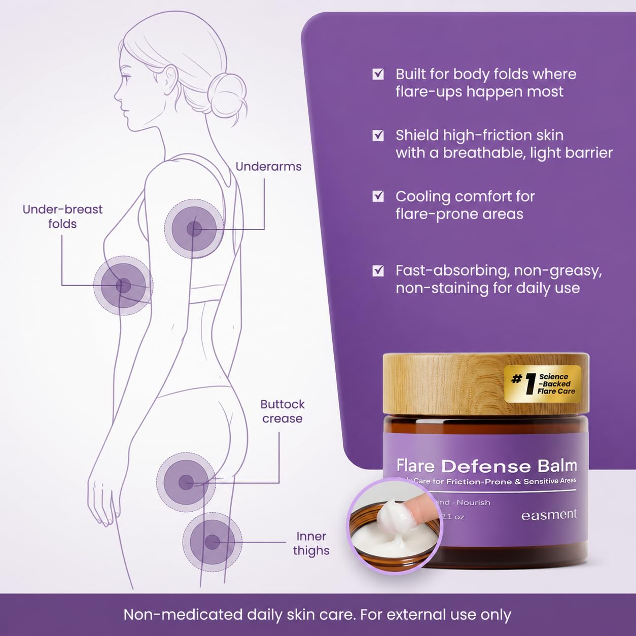 Hidradenitis Suppurativa Flare Defense Balm Cooling Formula: 2oz Daily Protection for Flare-Prone, Bump-Prone, Friction-Prone Skin – Non-Greasy, Non-Staining – Microsilver BG™, Zinc Oxide & Botanicals