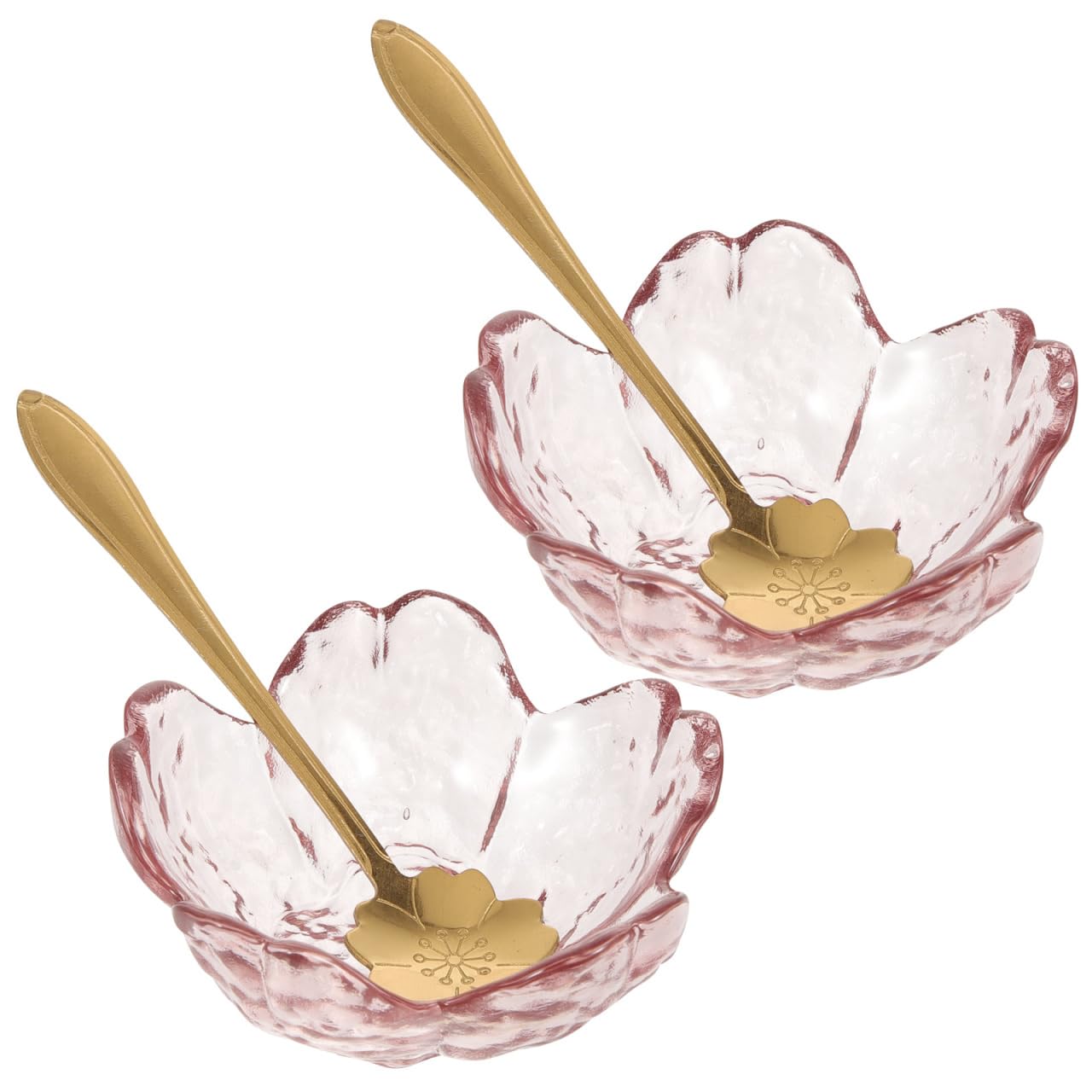 Gatuida 2 Sets Pink Glass Facial Mask Bowls with Metal Spoons Small Mixing Bowls for Face Mask Spa Essential Oil Salon Use