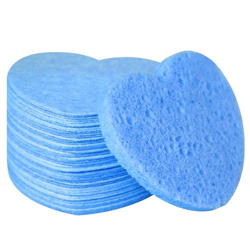 50-Count Facial Sponges Compressed, 100% Natural Cellulose Face Sponge Professional Cosmetic Spa Sponges for Face Cleansing, Exfoliating Mask, Makeup Removal for Travel and Home, Blue