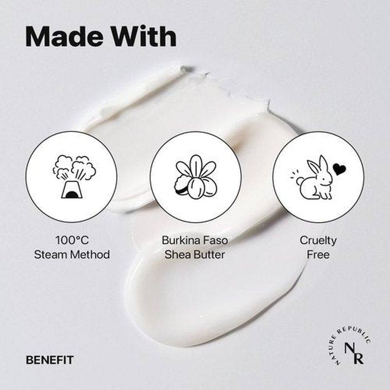 Nature Republic Shea Butter Steam Cream Fresh 100 ml / 3.38 fl. oz. Moisturizer, Facial Cream, Vitamin, Nourishing, Skincare, Sensitivity, Protective Barrier