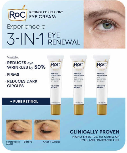 RoC Line Smoothing Eye Cream 3-pack, 0.6 fl oz