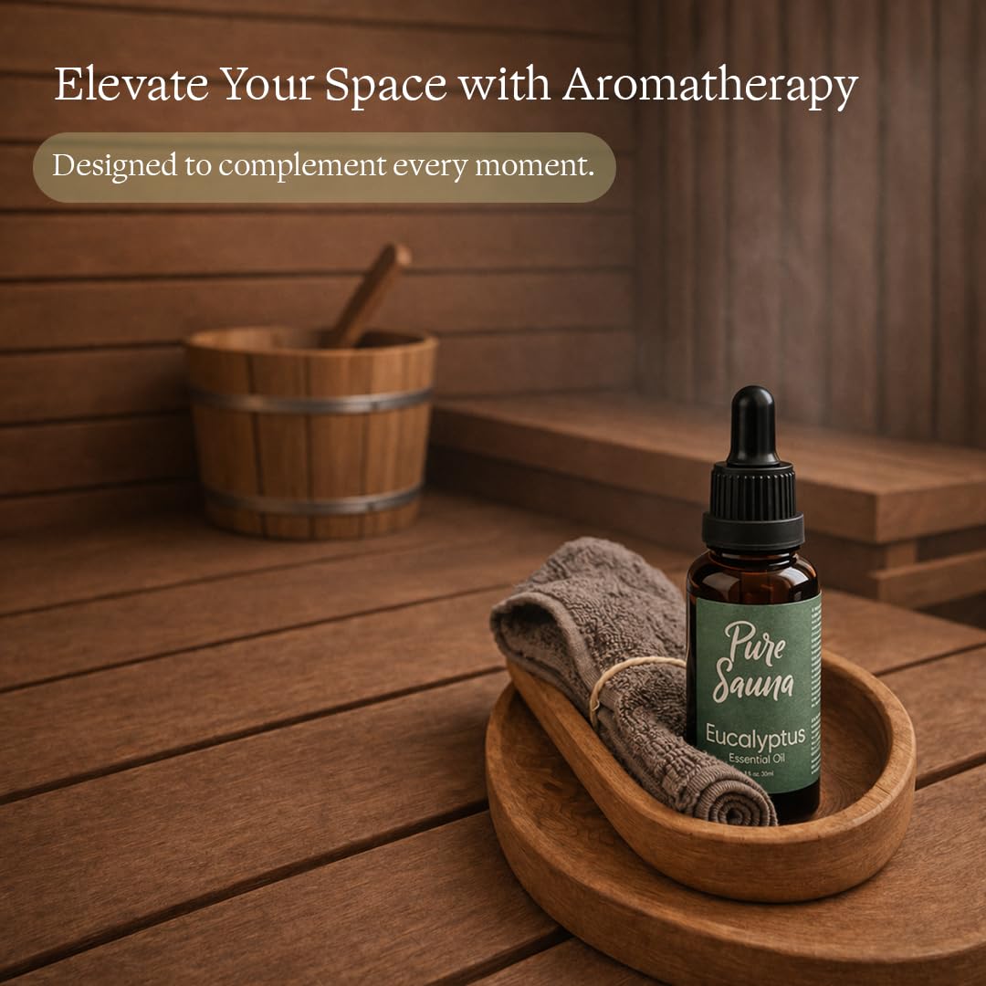 Pure Sauna Eucalyptus Essential Oil - 100% Pure Eucalyptus Globulus for Diffuser, Steam Shower & Sauna - Invigorating Spa Scent (1 fl oz / 30 ml)