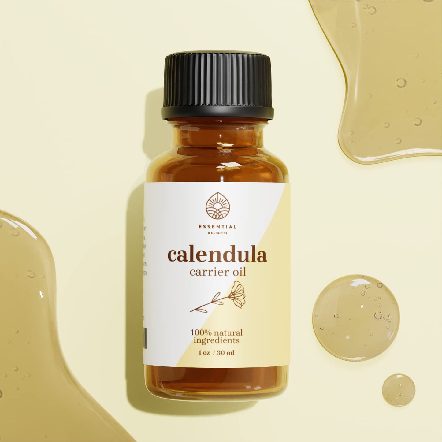 Calendula Oil - Premium Carrier Oil | Nourishing for Skin, Face, Body, Hair Revitalization | Hydrating, Vegan & Cruelty-Free, 1 Fl Oz