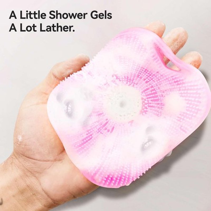 Silicone Body Scrubber for Men & Women, Friendly Shower Body Scrubber for Sensitive Skin, Silicone Loofah Body Scrubber for Showering with Richer Foam Bristles and Anti-Slippery Handle (3 Pack)