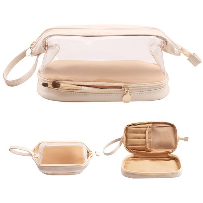Abiudeng Large Makeup Bag,Clear shower bag,Waterproof Cosmetic Bag,Make up Travel Bag Essentials,Cute Travel Toiletry Bag for Women Makeup Bag Organizer with Bottom Pouch,Travel Size Toiletries Bag