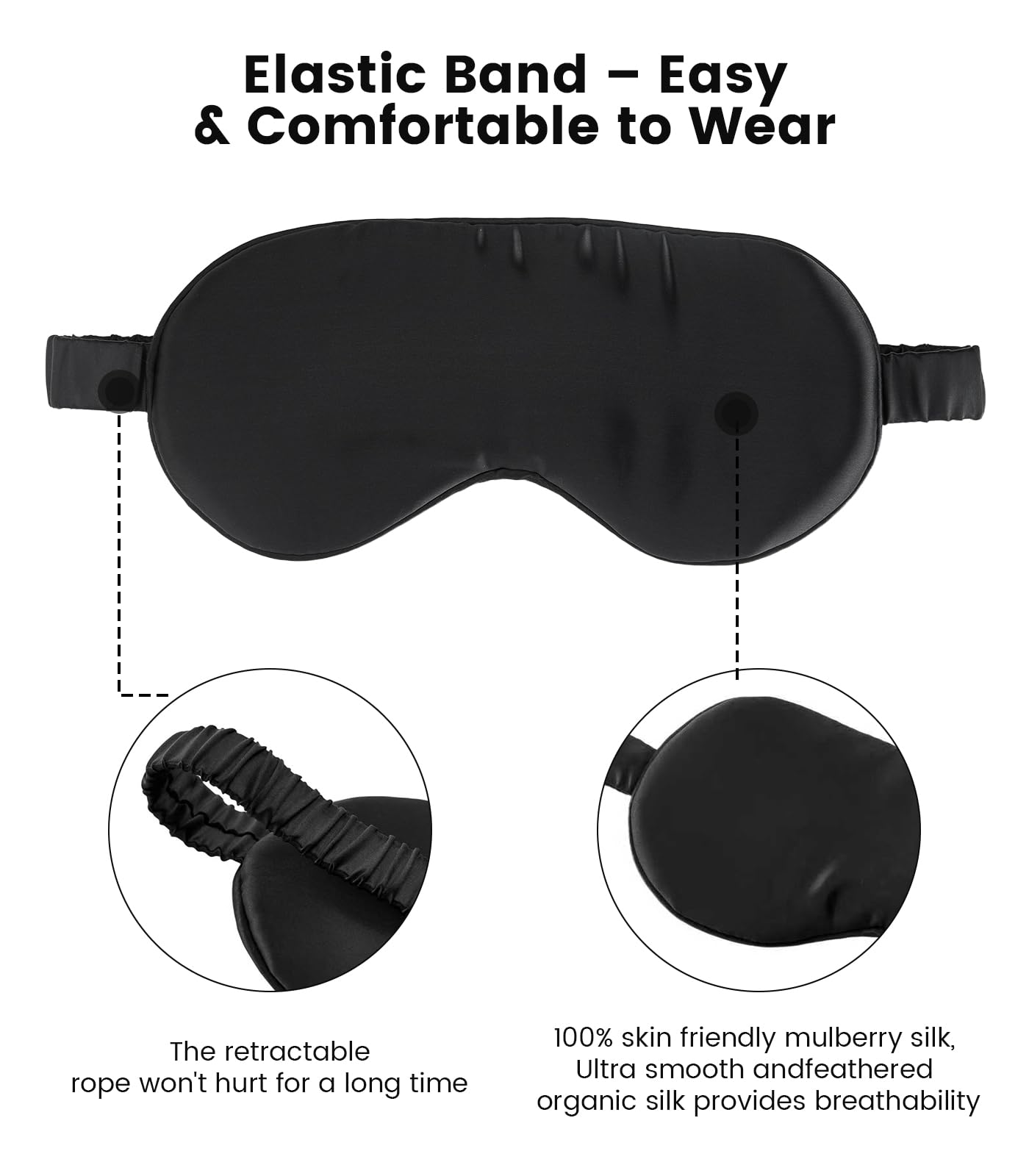 Formé & Found Formé & Found Luxury Silk Sleep Mask, 100% 6A Mulberry Silk Eye Mask for Sleeping, 22 Momme Weighted Sleep Mask for Men & Women, Eye Mask for Sleep, Blackout Sleeping Mask (Black)