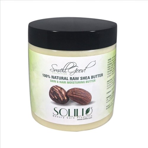 SmellGood - Pure Unrefined Shea Butter, totally natural and organic, ivory color, packed in 8OZ Jar, 18 Units