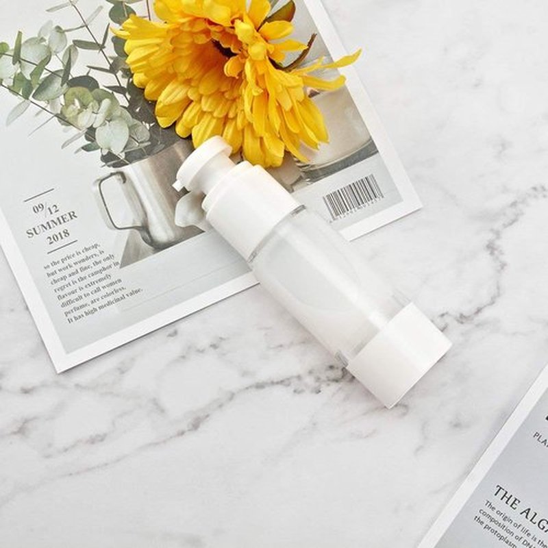 LONGWAY 1 Oz 30ml Clear Airless Cosmetic Cream Pump Bottle Travel Size Dispenser Refillable Containers/Foundation Travel Pump Bottle for Shampoo (Pack of 6)