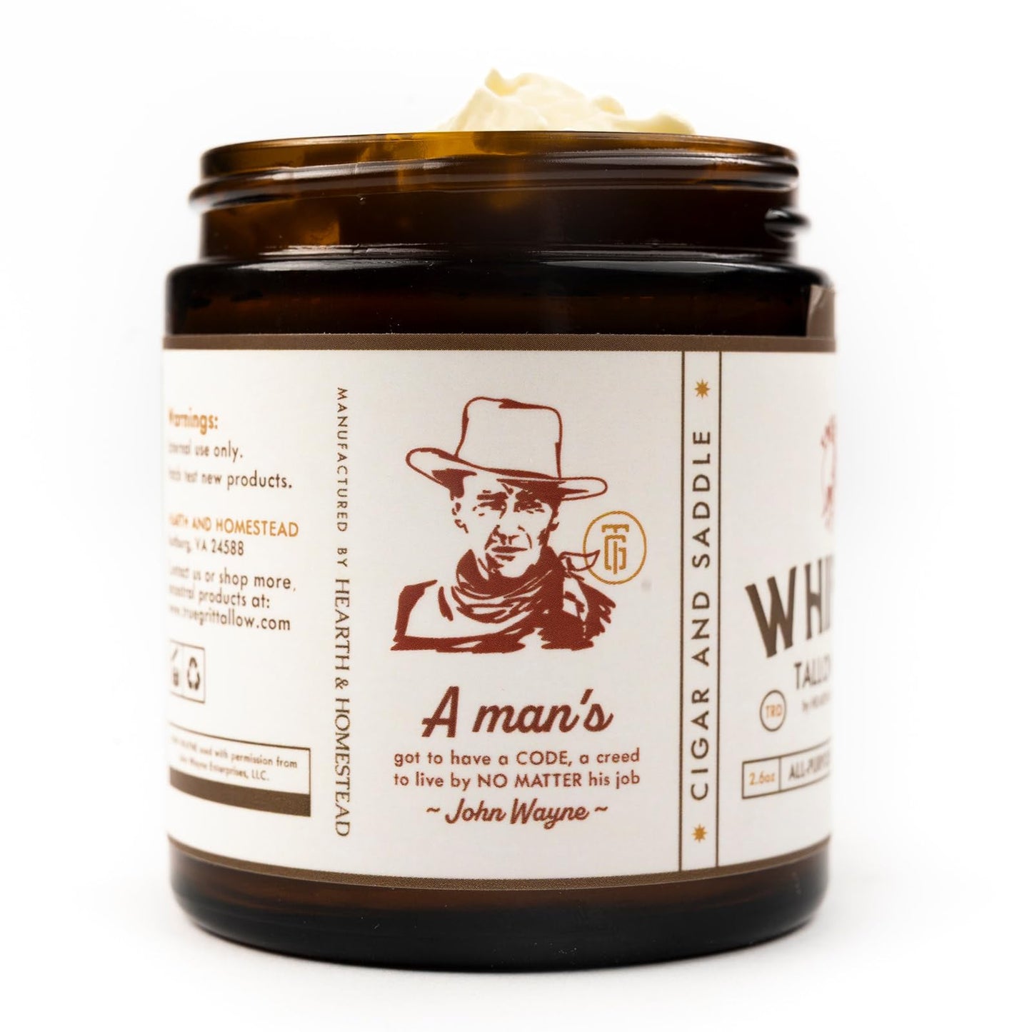 True Grit Tallow Beef and Bison Whipped Tallow Balm Moisturizer for Dry, Sensitive Skin - John Wayne Inspired Herb-Infused Unscented - 2.6 oz