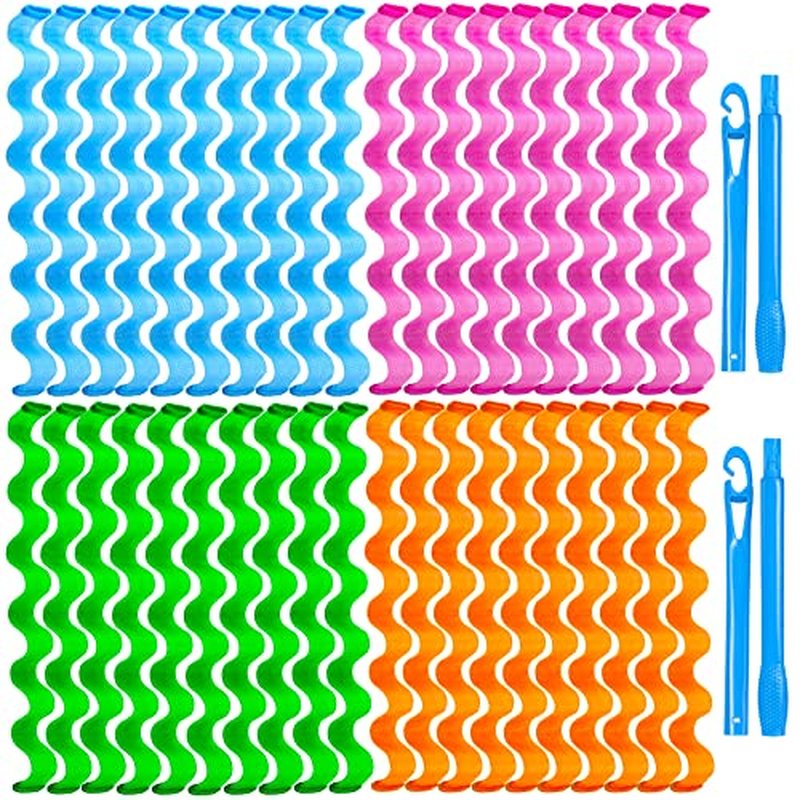42 Pieces Heatless Waves Hair Curler, No Heat Damage Wavy Hair Curlers with 2 Sets of Styling Hooks, Heatless Curls for Women Girls Long Medium Short Hair(4 Colors,30cm/ 11.8")