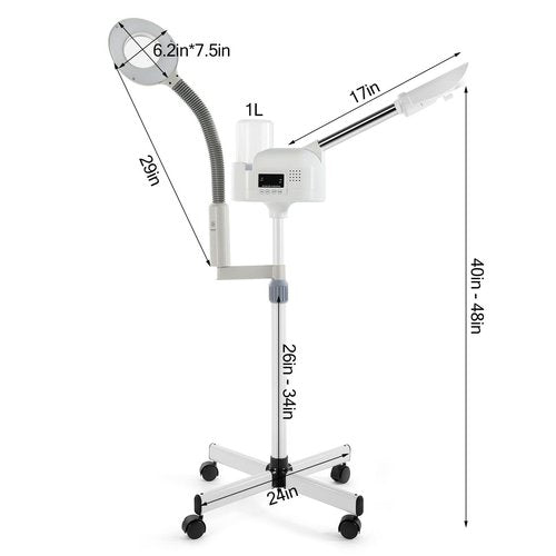 Professional 2 in 1 Facial Steamer Upgrade Esthetician Steamer with 5X LED Magnifying Lamp Beauty Salon Spa