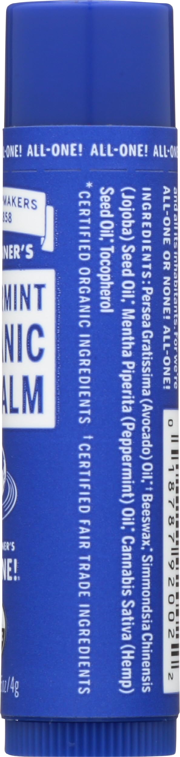 Dr Bronner's, Lip Balm Peppermint Organic, 0.15 Ounce