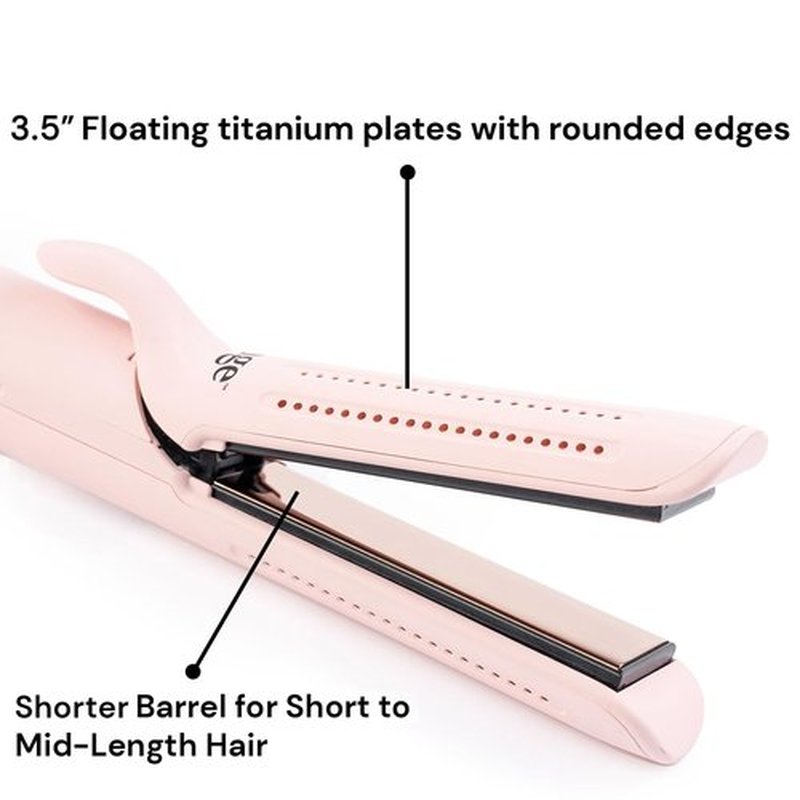 L'ANGE HAIR Le Duo Standard 360° Airflow Styler | 2-in-1 Curling Wand & Titanium Flat Iron Hair Straightener | Professional Hair Curler with Cooling Air Vents | Dual Voltage & Adjustable Temp (Blush)
